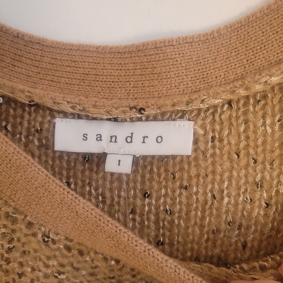Sandro Paris Elegant Tan Knit wool mix Dress - Picture 6 of 9